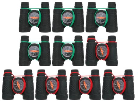 Toddmomy 10Pcs Piccola Tasca Binocolo Mini Binocolo Mini Telescopio Giocattolo Della Novità con Bussola per Le Ragazze Ragazzi Guidati Birdwatching All' aperto Nero