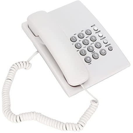 Telefono Fisso con Filo da Tavolo, Telefoni Fissi Cordless KX-T435 con ID Chiamante a Volume Regolabile per Home Hotel Office Senza Batteria, ID Chiamante(Bianco)