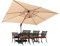 PURPLE LEAF Parasol Rectangulaire 2,7 x 3,65 m, Grain de Bois en Aluminium Parasol De Jardin Extérieur Toit à Double Rotatif 360°, Parasol Déporté Extérieur XXL, Beige