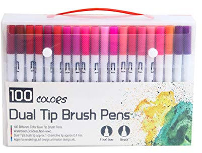 Samnuerly Aquarellstift 12/24/36/48/60/72/100/120 Set Bunte Tinte Anime Aquarellspitze Pinselstift Dual Art Marker Filzstift Schulbedarf 60 Karat Farben (60 Schwarze Farben) (100 weiße Farben)