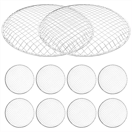 Kichvoe 13 Inch Disposable Round Bbq Grill Net Non-Stick Mesh Cooking Grate for Outdoor Camping Fire Pit Grilling Meat Vegetables Fish Skewers