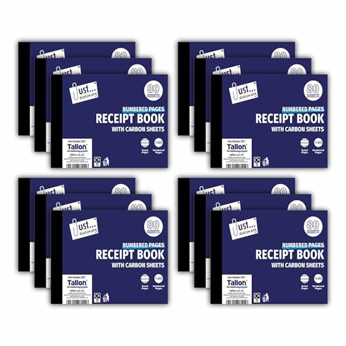 24 Packs of Receipt Book with Carbon Sheets 1 – 80 Pages Numbered Set Half Size Professional Invoice Pads Duplicate Invoice Books Includes Text - 'Date', 'Received from', 'The Sum of’