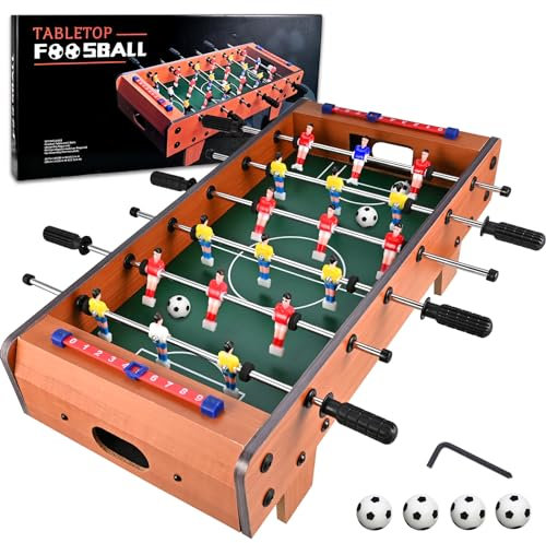 Tigvio Mini Tischkicker, Kickertisch (Aktualisierung), Tischfussball mit 6 Stangen und 4 Kickerbälle, Tischkicker Kinder, 50.5 x 24.5 x 15 cm Mini Tischfussball Kinder, Kicker Einfach zu Montieren
