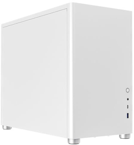 iONZ KZ-30M Silent Mini PC Computer Office Case, Micro ATX, Front I/O Type-C, EPDM Sound Dampening Padding - Ultra Quiet | White