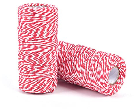 Kordel 100 mt/Rolle Baumwolle bäcker zwinge String Kabel Baumwolle Seil baumwollschnur Flasche Geschenk Box dekor Handwerk (rot + weiß) Paketschnur