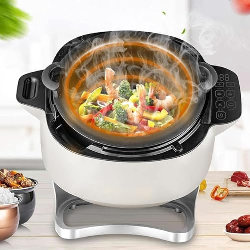 ZXSYYDS Robot culinaire Commercial, Machine de Cuisson de Riz paresseuse, Machine de Cuisson Automatique, Vitesses réglables, Robot de sauté Automatique à 360 °, marmite de Grande capacité de 6 L
