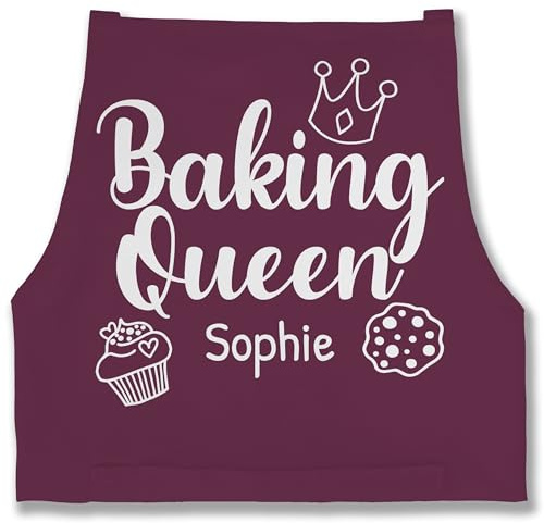 Geschenk mit Namen personalisiert by Shirtracer - Schürze - Backschürze Damen Frauen - Baking Queen I Backkönigin mit Name I Geschenk Hobby Bäckerin I Backen Geschenkideen