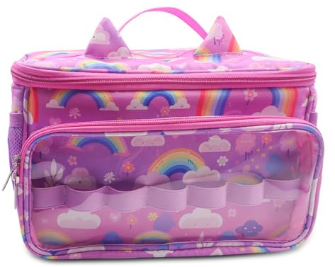 Taladad Tasche für Toniebox Tonie,Aufbewahrung für Tonies Hörfiguren,Tragetasche mit Schultergurt,für Toniebox Starter Set und Zubehör Tonies Figur, Zubehör Schutzhüllen-Organizer (Regenbogen)