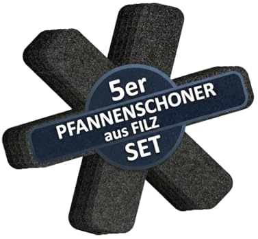 ACAVEON Pfannenschoner - Pfannenschutz Filz 5 Stück - Stapelschutz Hitzebeständig und Abwaschbar 38cm für Pfannen und Töpfe, Extra Dicke Topfschoner Zuschneidbar - Topfschutz & Pfannentrenner