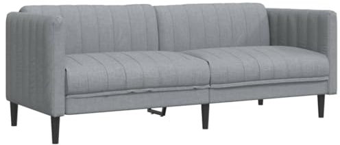 vidaXL Canapé à 3 Places, Sofa avec Pieds, Canapé Rembourré avec Accoudoirs et Dossier, Meuble de Chambre à Coucher Intérieur, Gris Clair Tissu