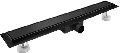 sunrik Canalina per doccia, 40 cm, colore nero, piastrellabile, extra piatta, in acciaio inox, set completo con filtro per capelli a sifone