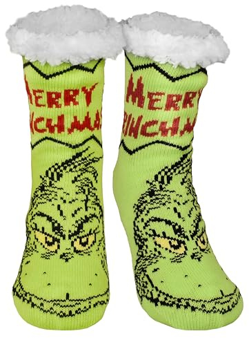 United Labels Calzini morbidi del Grinch - Merry Grinchmas per donne, calzini invernali, caldi da donna (verde, adulti, M, 39, 42)