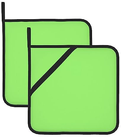 HYTTER Set di 2 presine per la rimozione del coperchio della cucina, spesso, resistente, isolamento antiscottatura, 20,3 x 20,3 cm, tinta unita, colore verde chiaro