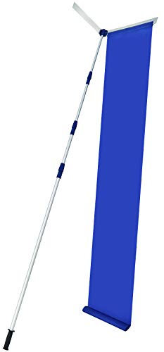 GYMAX Verstellbarer Schneeschaufel, Aluminium-Schneedachrechen mit ausziehbarem & rutschfestem Griff & langem Oxford-Tuch, Schneeräumer aus Aluminium, Schneeschieber für Dach, Max. Länge 630cm