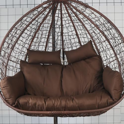 Waterproof Wicker Rattan Double Hanging Chair for 2 Persons with Removable Egg Nest Design - Patio Garden Hammock Swing Seat Pads - Outdoor Relaxation(Only mats are sold)