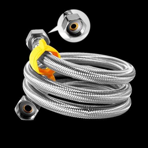 Wasserhahn Versorgungsleitung Verbinder, G 1/2„ X G 1/2“ Edelstahl Geflochtener Schlauch Flexible Wasserleitung Rohr for Bad Toilette Wasserhähne Küche Waschbecken Wasserzulauf Schläuche(2m)