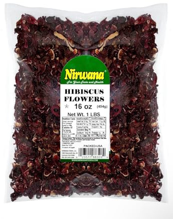 Premium Dried Hibiscus Flowers – Whole Flower Petals for Herbal Infusions, Loose Leaf Blends, and Culinary Use – Great with Dandelion Root, Raspberry Leaf, and More (16oz)