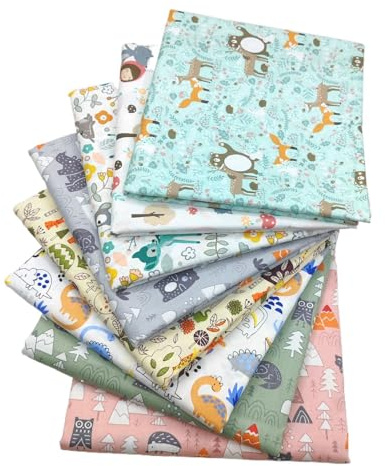 Bomullstyg, lapptäcke, 8 st 50 x 50 cm lapptäcke, tygpaket, flerfärgat bomullstyg, lapptyg för sömnad, scrapbooking och gör-det-själv-hantverk (Cartoon)