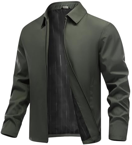 Allthemen Casual jacka för män dragkedja kappa lös passform, gRÖN, 3XL