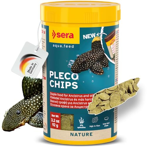 Sera Pleco Chips 3.4oz/0.21lbs | Premium Fish Food for Ancistrus & Plecos | High Fiber | No Dyes & Preservatives | Supports Digestion & Promotes Healthy Growth | Ideal for Bottom Feeders