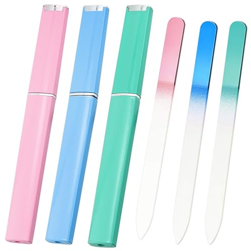 Alovez 3 Stück Profi Nagelfeile, Glas-Nagelfeilen Fingernagelfeil, Doppelseitig Kristalloberfläche Nagelfeilen, Maniküre Glasfeile für Nägel