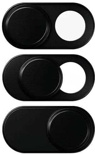 Brvlsoc Webcam Cover Slide (3er-Pack) - Ultradünne Metall Privatsphäre Abdeckung für Laptop, MacBook, iMac, iPad, PC & iPhone - Schwarz