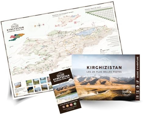 Guide de voyage Explore Kirghizistan + Carte Adventure Travel Map | 4x4, van, moto et vélo | 2ème édition | Cartes détaillées