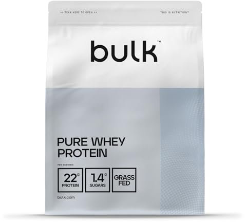 Bulk Pure Whey Protein Powder Shake, 500 g, 16 Servings, Finest Whey Concentrate, High Protein, Low Sugar, Fast Absorption, Chocolate Cookies, 5g BCAAs per Scoop, Packaging May Vary