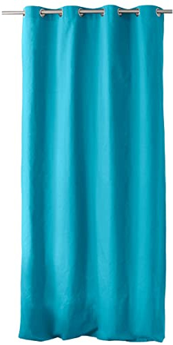 Enjoy Home, Tenda in cotone certificato Oeko Tex con 8 occhielli in metallo cromato, diametro 4 cm, 135 x 240 cm, turchese, collezione Panama, pronta da appendere, lavabile a 30 gradi, per tutte le