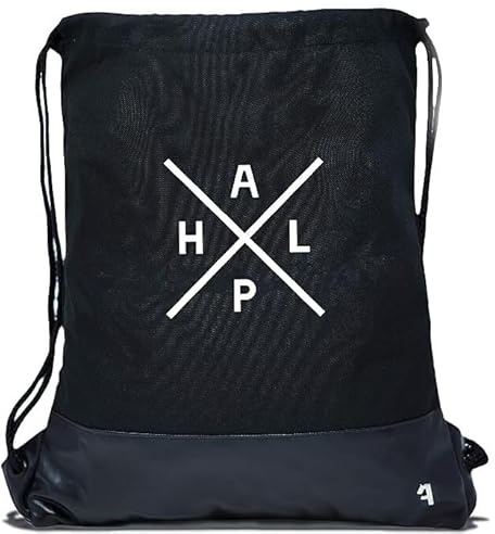 Alphachoice Turnbeutel Beutel Rucksack Damen und Herren Hipster Sportbeutel mit Wasserdichten Reissverschlussfächer und veganem Leder - schwarz