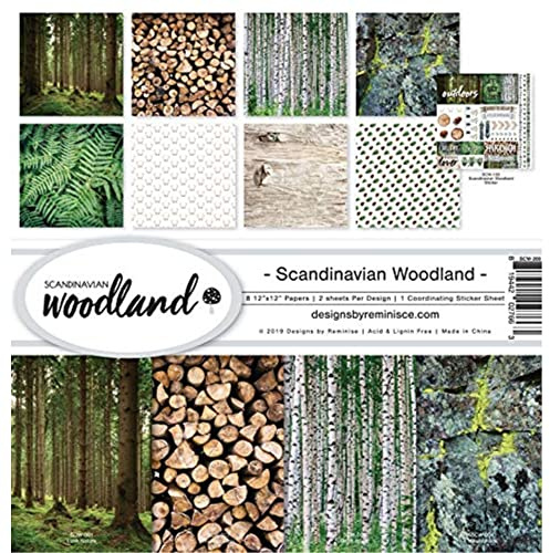 Reminisce (REMBC) Scandinavian Woodland Scrapbook Collection Kit, Multi Color Palette 12x12 inches