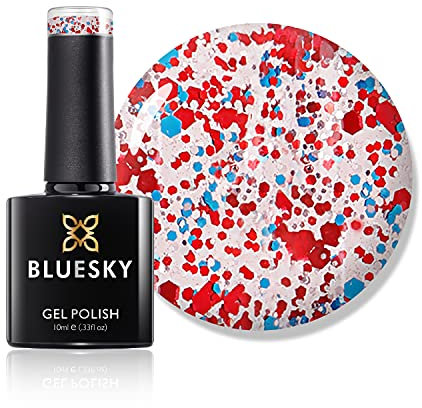 Bluesky Gel Nail Polish, United Blingdom - Jubilee Celebration Colours - Blue, Red, Glitter, 10 ml Long Lasting, Chip Resistant, 10 ml (Requires Drying Under UV LED Lamp)