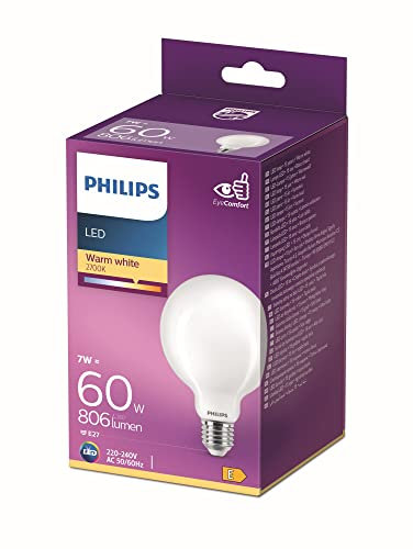 Philips LEDclassic E27 Lampe, 806 Lumen entsprechen 60W, warmweiß (2.700 Kelvin), matt, Weiß