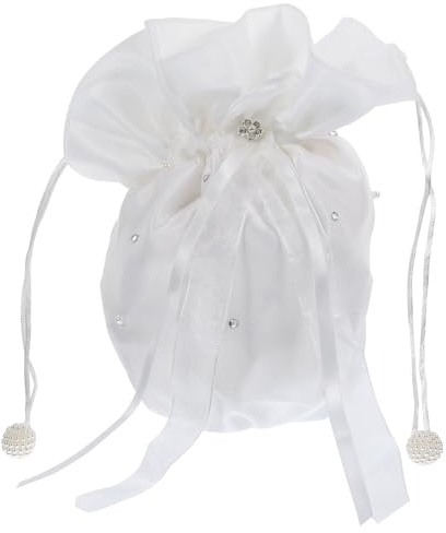 VALICLUD Bolso de muñeca de dama de honor con diamantes de imitación de novia, bolsa de perlas de satén con cordón pequeña bolsa de dinero para boda, novia, niña, monedero, regalo decorado