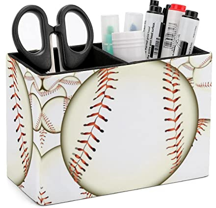 Niapessel Stifthalter für Schreibtisch, Ball-Baseball-Stiftehalter, Aufbewahrung, Schreibtisch-Stift-Organizer, Schreibtisch-Stift-Organizer, Make-up-Pinselhalter für Büro, Schule, Universität, Leder