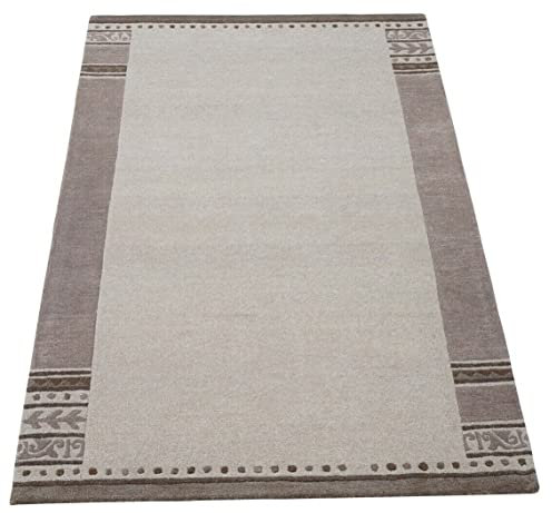 Teppich 100% Wolle Compatible with Braun 160X230 cm Handgetuftet Orientteppich HT250u