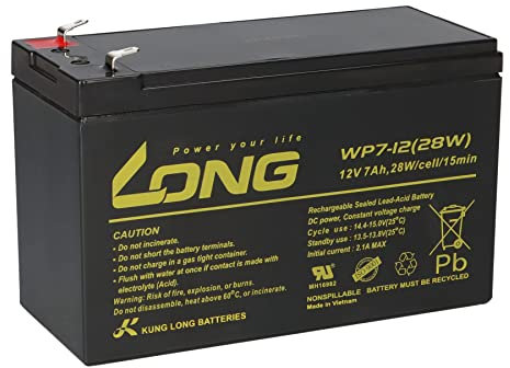 1 batterie au plomb AGM 12 V 7 Ah longue WP7-12 28 W VDs Faston F1 4,8 mm compatible gel plomb 7,2 Ah 8 Ah 9 Ah