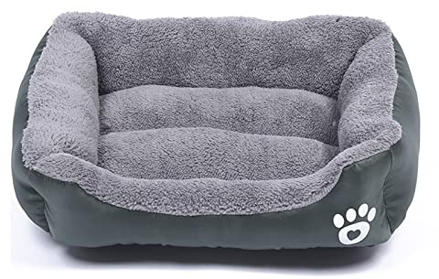 Letto per cani e gatti di piccola razza, cuscino da letto per cane, cesto morbido e lavabile, divano per gatto, colore: verde scuro, taglia S