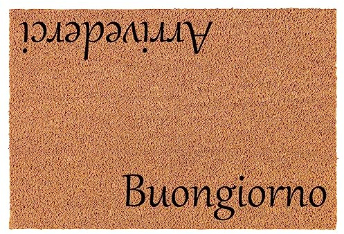 Welcome Doormat Coco Coir Door Mat Gift Arrivederci Buongiorno Italian (30 x 18)