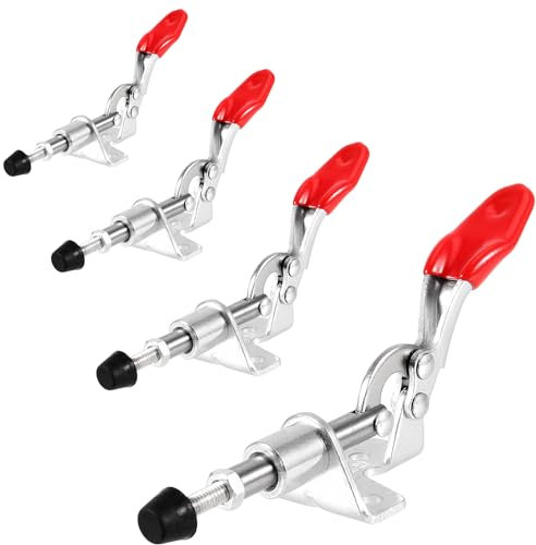 Schnellspanner Set, Kniehebelspanner, Push Pull Toggle Clamp, Waagrechtspanner, Knebelklemme, Anti-Rutsch Vertikale Clamp, Schnellspannwerkzeug, für Maschinenbetrieb, Zimmerei, Schweißen. (4-teilige)