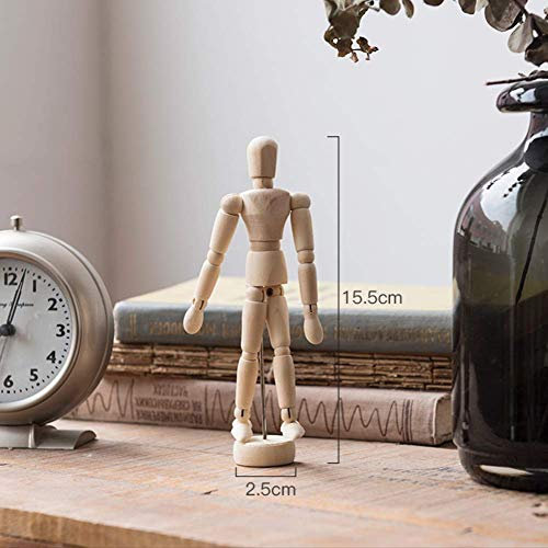 PacuM Handgefertigte Holzfigur, abstrakte kreative Skulptur, handgefertigtes Ornament, Gelenkmann, Kunst, dekorative Statue, Kunstwerk, Heimdekoration, 2,5 x 4 x 15,5 cm (1 x 2 x 6 Zoll)