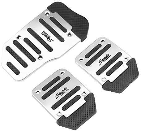 Adunsiaoto 3 Stück Autos Pedal Abdeckung, Autos Pedals für Bremsen Kupplungen und Öltanks Verwendet, Auto-Beschleuniger Gas Bremspedal Kupplungspedal(Silber)