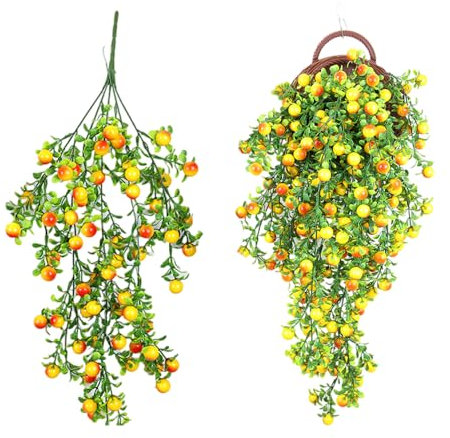 wocpvm 2 Pezzi Piante Finte Da Interno Pianta Artificiale Sospesa Edera Finta da Esterno Decorazioni per Giardino, Casa, Festa, Decorazione di Nozze (Giallo)