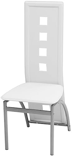 HETFTJN Stuhl Schlafzimmer Stuhl Esszimmer Küchenstuhl Gartenstuhl - Esszimmerstühle 4 STK. Weiß Kunstleder für Büro Speisesaal Konferenzraum Esszimmer