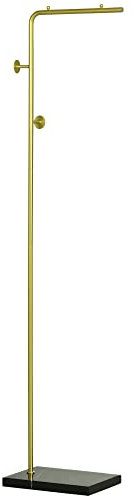 HOMCOM Garderobenständer, Kleiderständer mit Haken, Jackenständer mit Marmor Basis, Moderner Garderobe für Kleidung, Hut, Tasche, für Schlafzimmer, Wohnzimmer, Gold+Schwarz