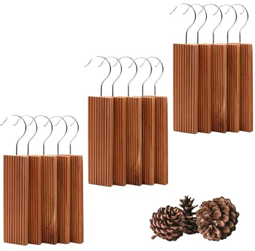 Yallmie 15 Stück Zedernholz Mottenschutz für Kleiderschrank, Zedernholzblöcke mit Haken Wiederverwendbar Mottenkugeln für Kleiderschrank Kleidermottenfalle für Schränke Schuhschränke Kleidermotten