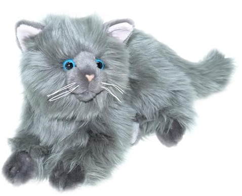 tachi Plüschtier Katze grau, Große Kuscheltier Perserkatze liegend, Stofftier flauschig 30 cm