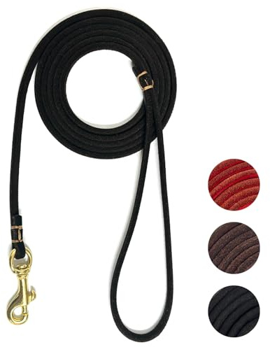 Guiding Star Leder-Hundeleine, 1,8 m x 0,6 cm, dünne und leichte Lederleine für kleine Hunde, Leder-Katzenleinen für kleine Katzen, weiches Echtleder, Trainingsleinen für kleine Hunde, Schwarz