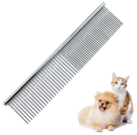 Stainless Steel Pet Comb, Pet Grooming Comb for Large Medium Small Dogs Cats, Row Teeth Pet Comb Rounded Teeth Dog Comb Fur Detangling Tool for Pets