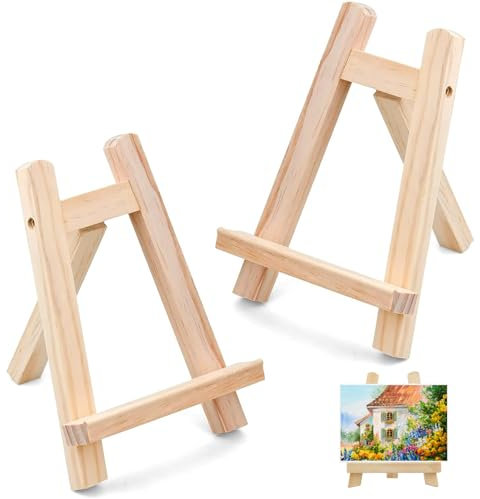 Mini Chevalet Bois, Mini Présentoir, Petit Chevalet Peinture Pliable, Trépied en Bois, Petit chevalet en bois de Table, Pour Présentation Cartes Photos (15 x 20cm-2 Pièces)